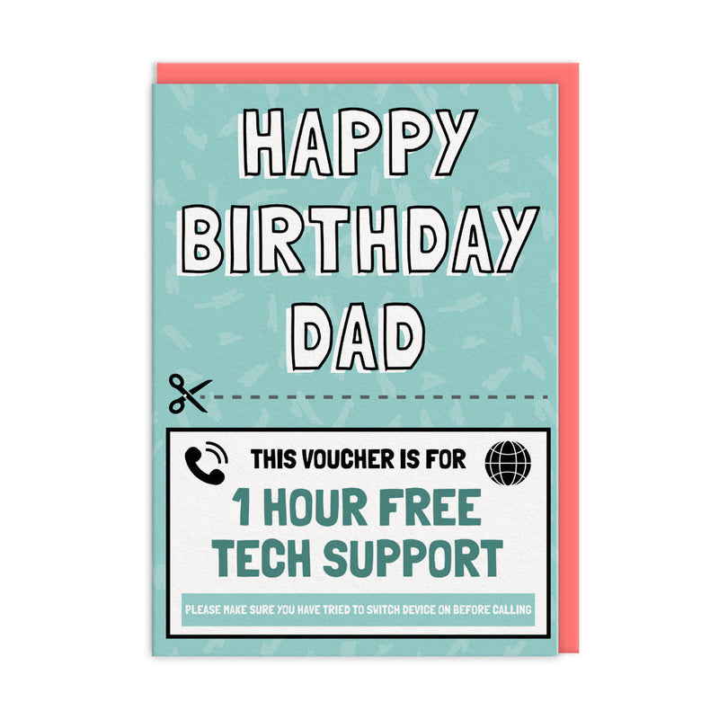 OOH DEER Tech Support Voucher Dad Birthday Card