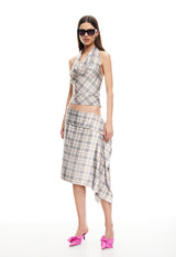 ALLURE MIDI SKIRT - BEIGE PLAID