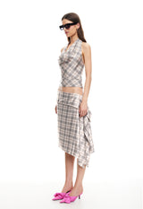 ALLURE MIDI SKIRT - BEIGE PLAID