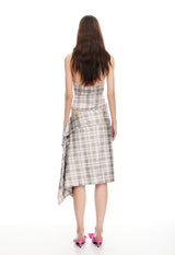 ALLURE MIDI SKIRT - BEIGE PLAID