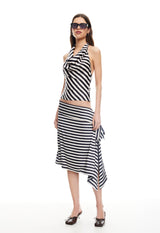 ALLURE MIDI SKIRT - NOIR STRIPE