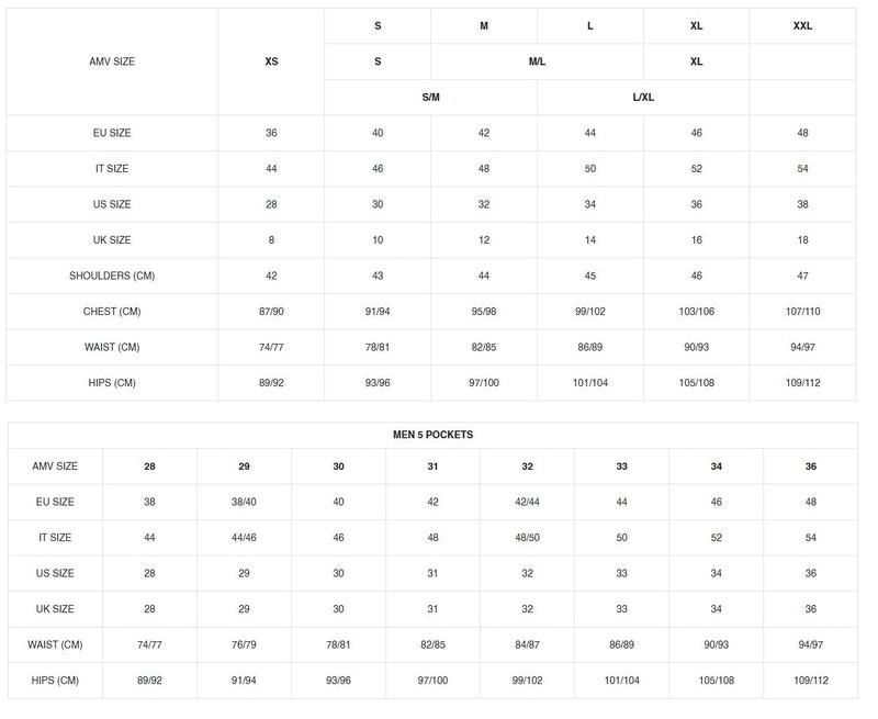 AMV_SIZE CHART (MEN)