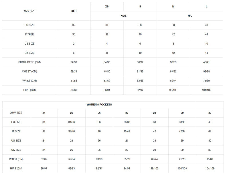 AMV_SIZE CHART (WOMEN)