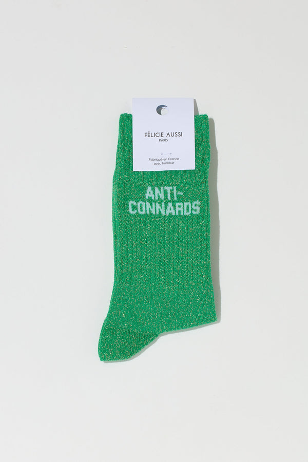 ANTI-CONNARDS SOCKS - GREEN GLITTER