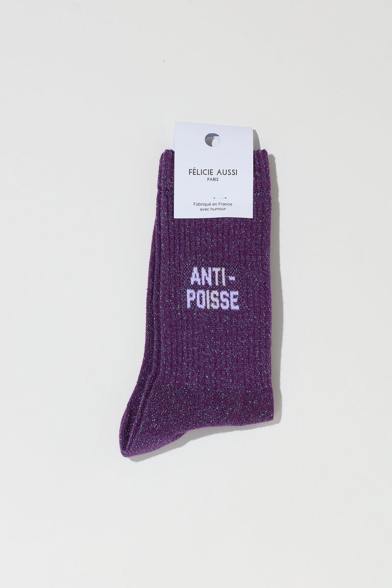 ANTI-POISSE SOCKS - VIOLET GLITTER