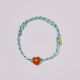  GUARDIAN HEART GLASS BEADS BRACELET ORANGE 