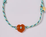  GUARDIAN HEART GLASS BEADS BRACELET ORANGE 