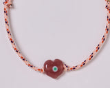  GUARDIAN HEART GLASS BEADS BRACELET PURPLE 