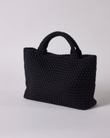  HANDWOVEN NEOPRENE MEDIUM TOTE BAG BLACK 