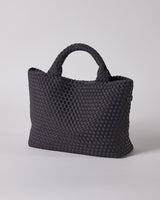  HANDWOVEN NEOPRENE MEDIUM TOTE BAG DARK GREY 