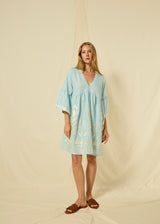 DRESS SHORT FEATHER BELL SLEEVE
