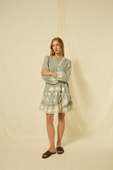 DRESS MINI PAPYRUS WRAP L/S - STONE/CHAMPAGNE