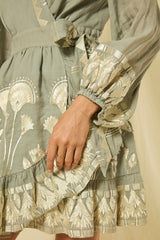 DRESS MINI PAPYRUS WRAP L/S - STONE/CHAMPAGNE