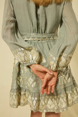 DRESS MINI PAPYRUS WRAP L/S - STONE/CHAMPAGNE