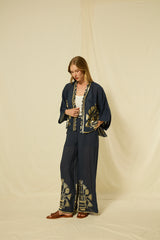 PANTS CRETE ELASTIC WAISTBAND - NAVY/GOLD