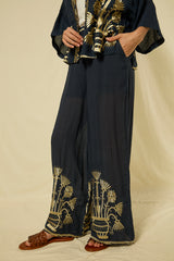 PANTS CRETE ELASTIC WAISTBAND - NAVY/GOLD