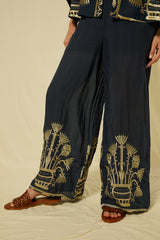 PANTS CRETE ELASTIC WAISTBAND - NAVY/GOLD