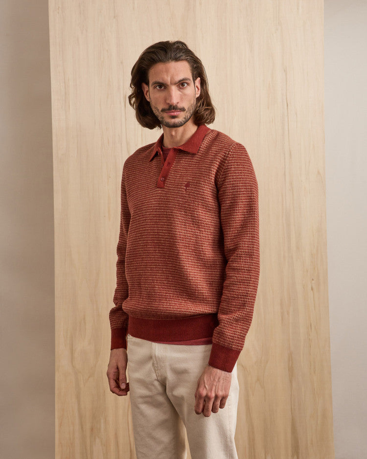 AULNAY KNITWEAR KNIT - BURGUNDY/BEIGE