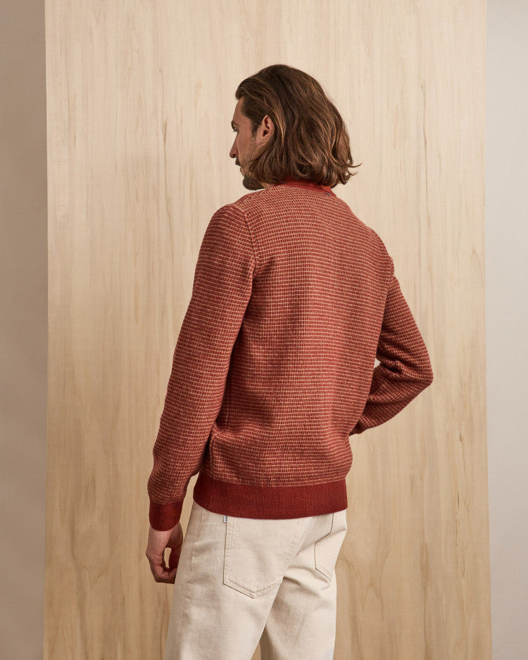 AULNAY KNITWEAR KNIT - BURGUNDY/BEIGE