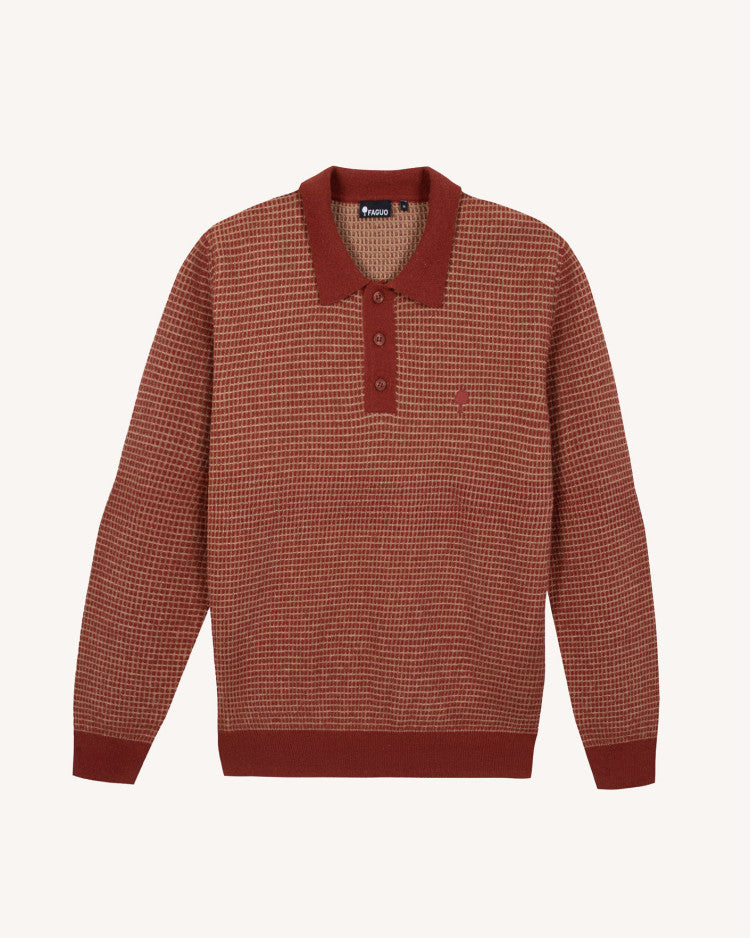AULNAY KNITWEAR KNIT - BURGUNDY/BEIGE