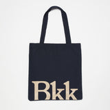 BANGKOKIAN. LINEN BAG - NAVY/BEIGE FONT