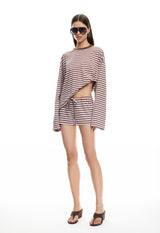BLOOM LONG SLEEVE - CHOCOLATE BLUSH STRIPE