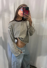 BLOOM LONG SLEEVE - DARK CHOCOLATE STRIPE