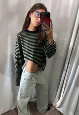 BLOOM LONG SLEEVE - FOREST STRIPE