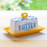 BON APPETIT SMALL BUTTER DISH BLUE