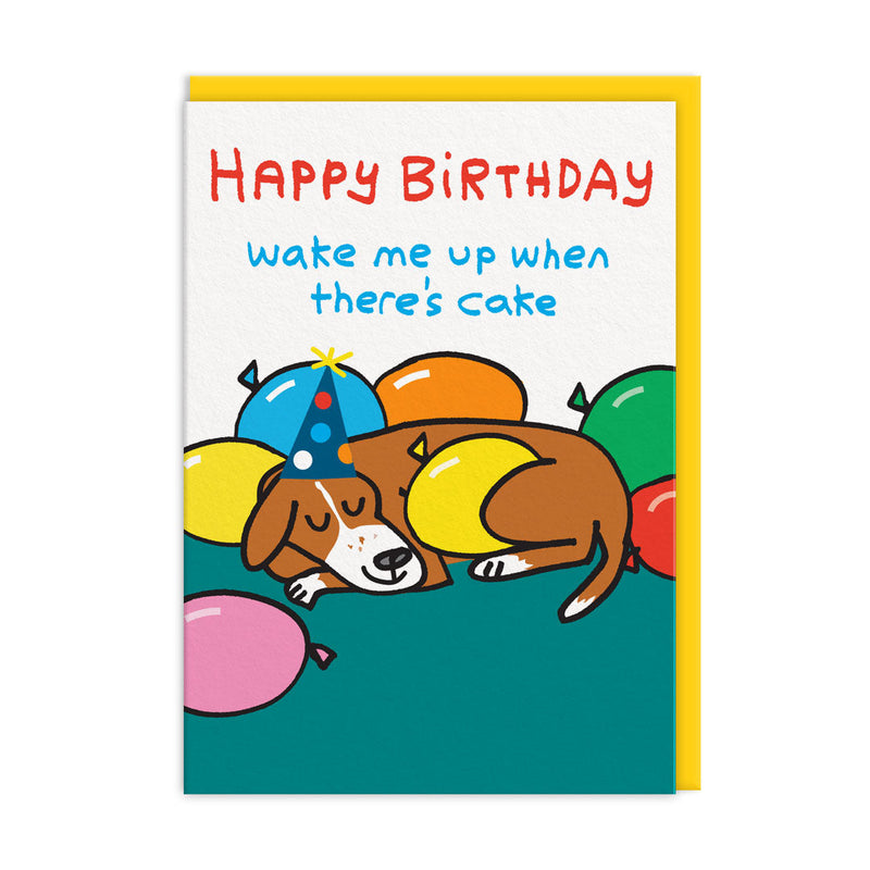 OOH DEER Wake Me Up When Theres Cake Birthday Card