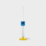 Bole candle holder L blue-yellow