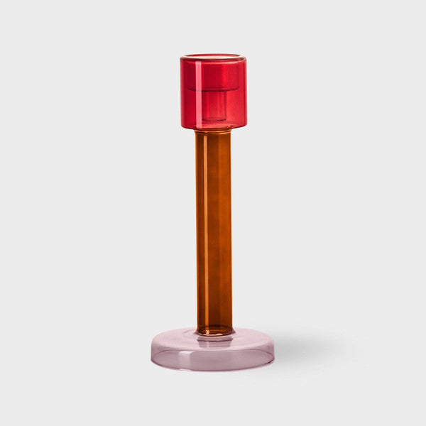 Bole candle holder L red-pink