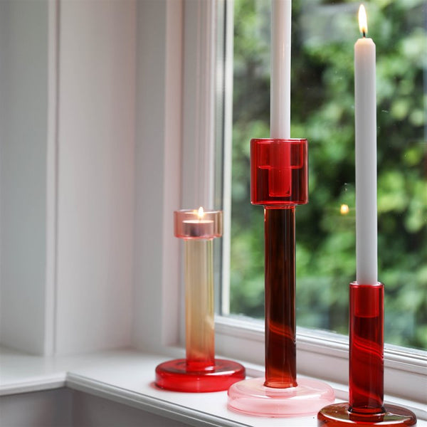 Bole candle holder L red-pink