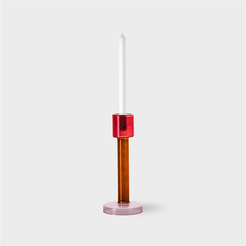 Bole candle holder L red-pink