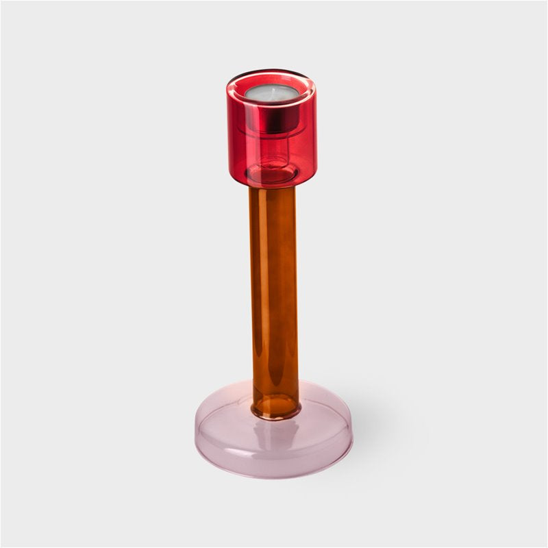 Bole candle holder L red-pink