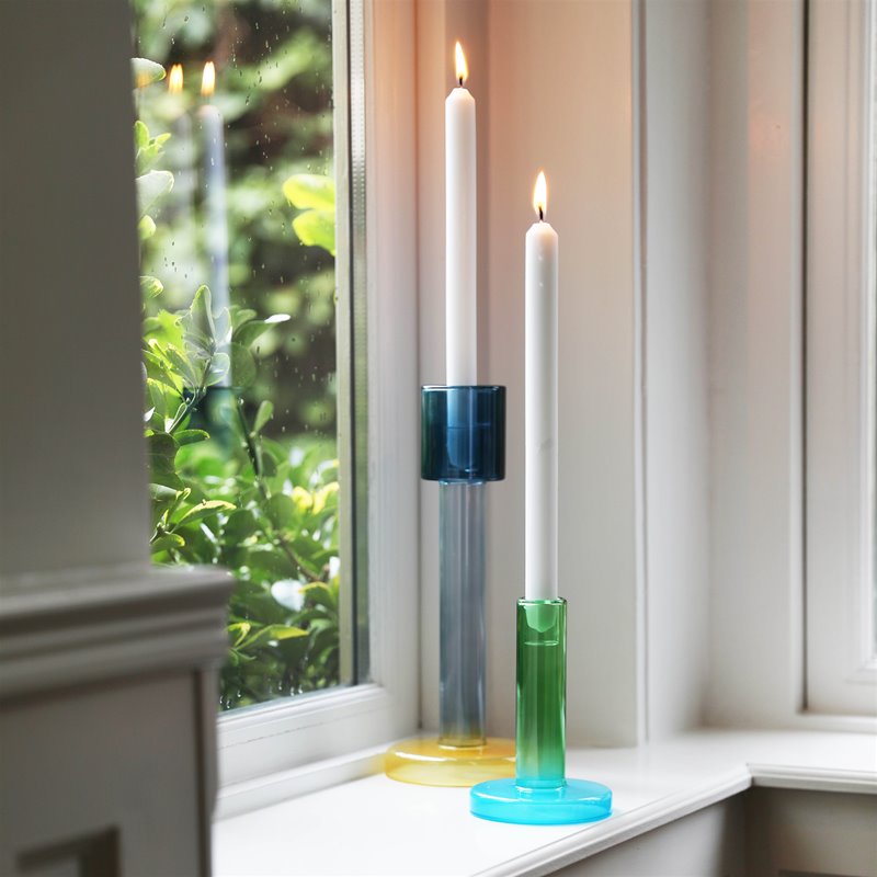 Bole candle holder S green-blue