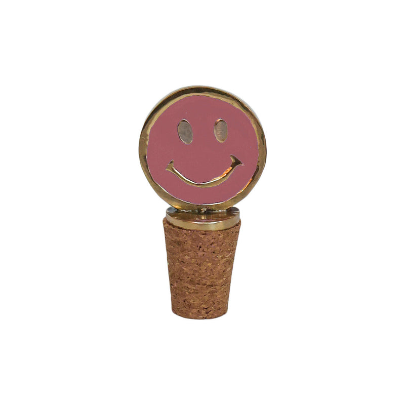 Bottle Stopper Messing Smiley Pink