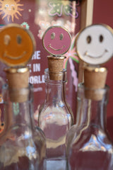 Bottle Stopper Messing Smiley Pink