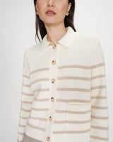 Buttoned shirt-collar cardigan ecru Maelys