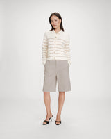 Buttoned shirt-collar cardigan ecru Maelys