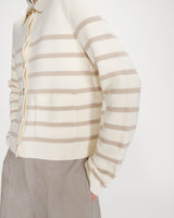Buttoned shirt-collar cardigan ecru Maelys