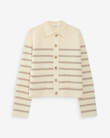 Buttoned shirt-collar cardigan ecru Maelys