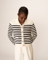 CARDIGAN RAYURES ECRU PAM
