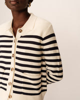 CARDIGAN RAYURES ECRU PAM