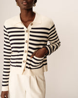 CARDIGAN RAYURES ECRU PAM