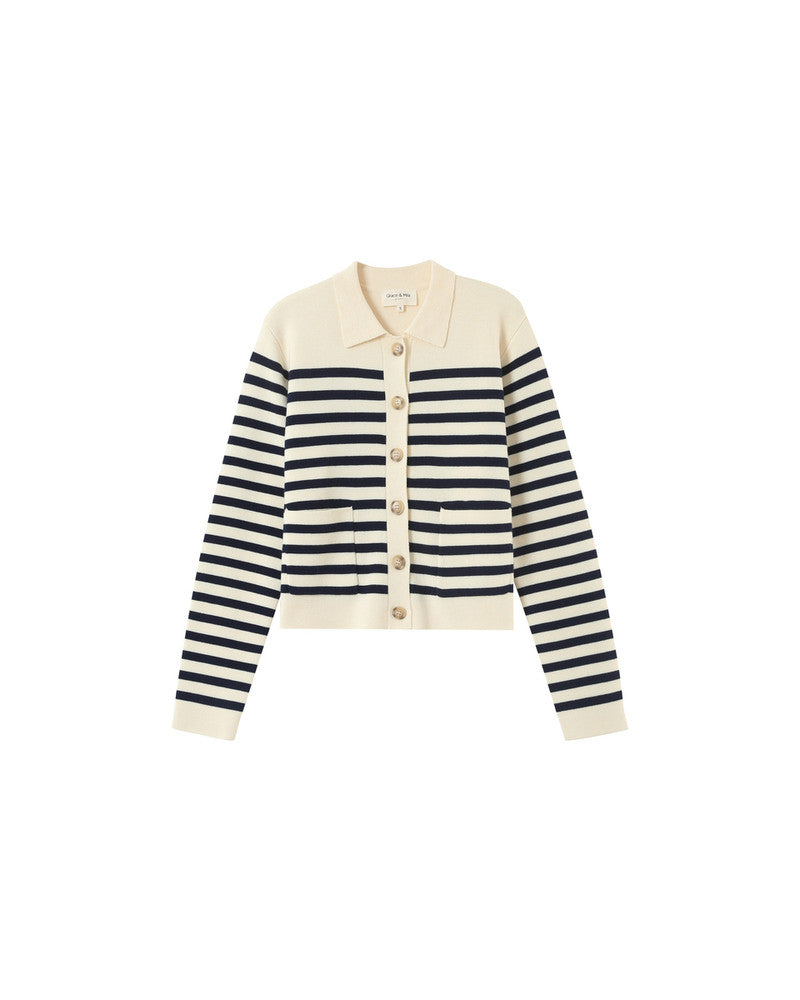 CARDIGAN RAYURES ECRU PAM