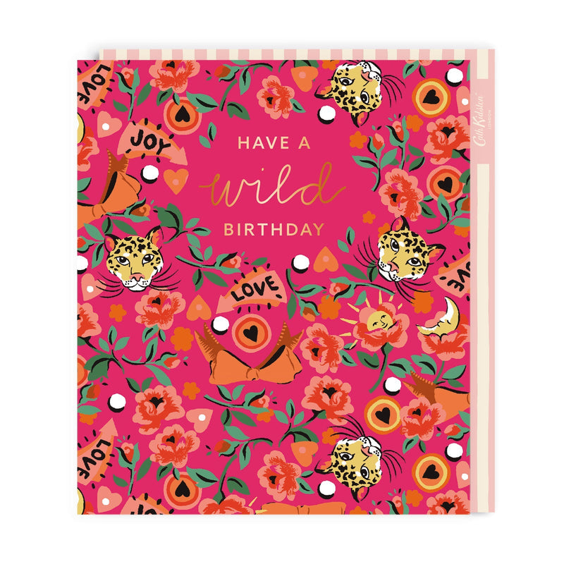 OOH DEER Cath Kidston Tiger Floral Large Birthday Greeting Card
