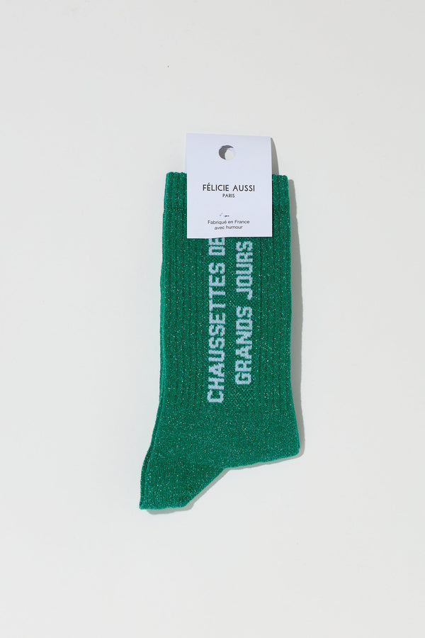 CHAUSSETTES DES GRANDS JOURS SOCKS - GREEN GLITTER