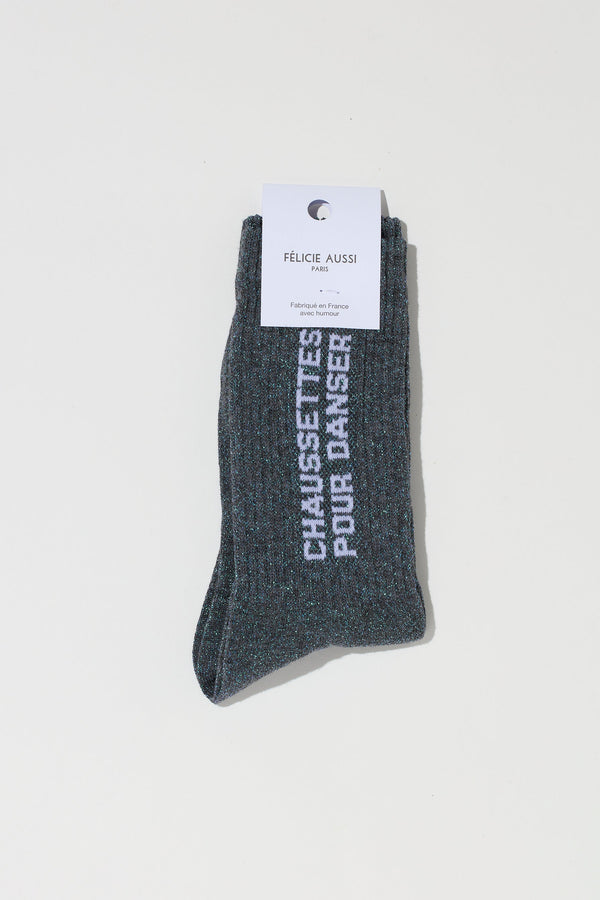 CHAUSSETTES POUR DANSER SOCKS - HEATHER GREY GLITTER