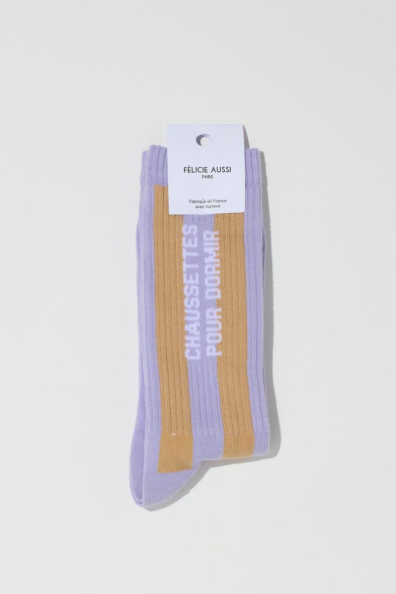 CHAUSSETTES POUR DORMIR SOCKS - MAUVE/SABLE